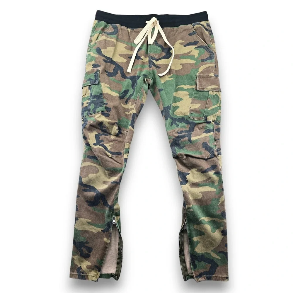 MNML Camo Cargo Pants Mens 2XL Green Good Ankle Zip Slim Tapered Streetwear